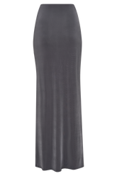 Bronwyn Slinky Ruched Maxi Skirt With Split - Charcoal